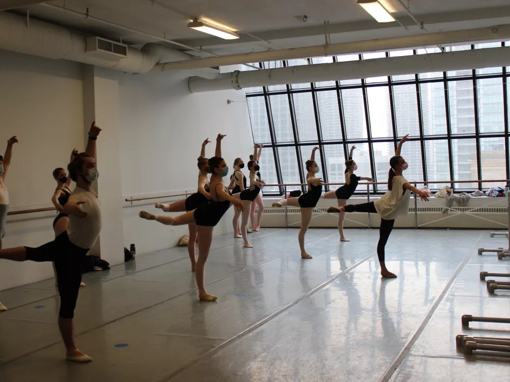 Students from Ballet Chicago were led in an hour-long repertory class by Claire Barret, company member of English National Ballet.