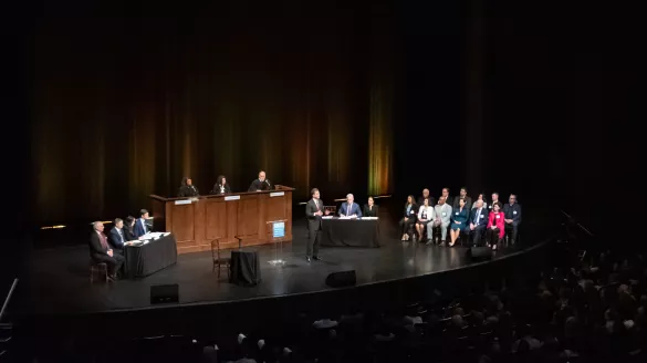 A court room is stage production.