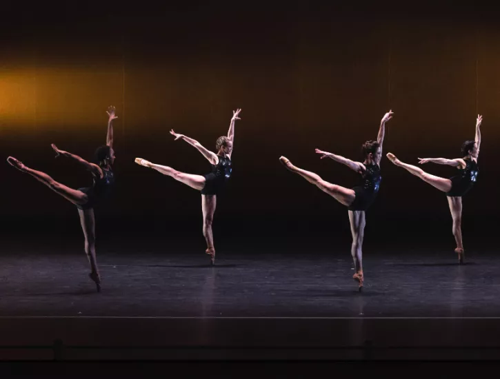 A group of ballerinas performing on stage.